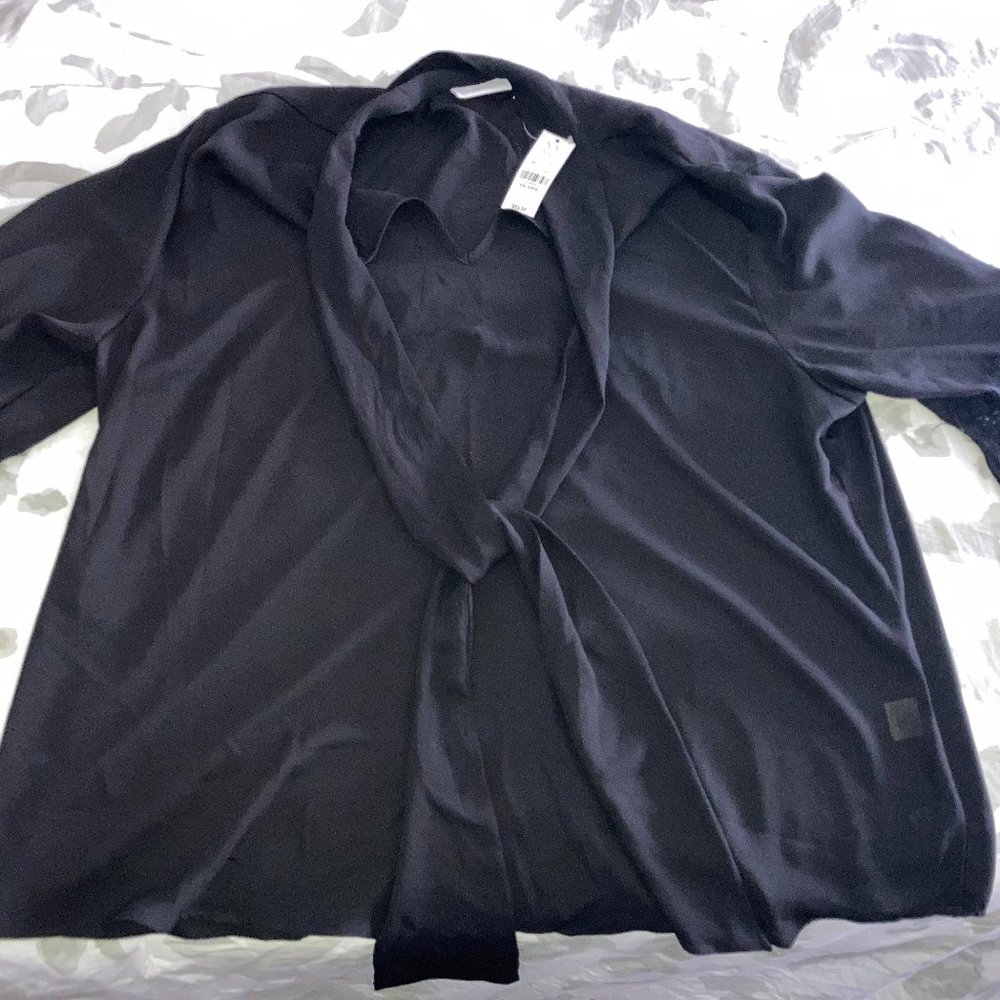Pleated Sleeve Bow Blouse